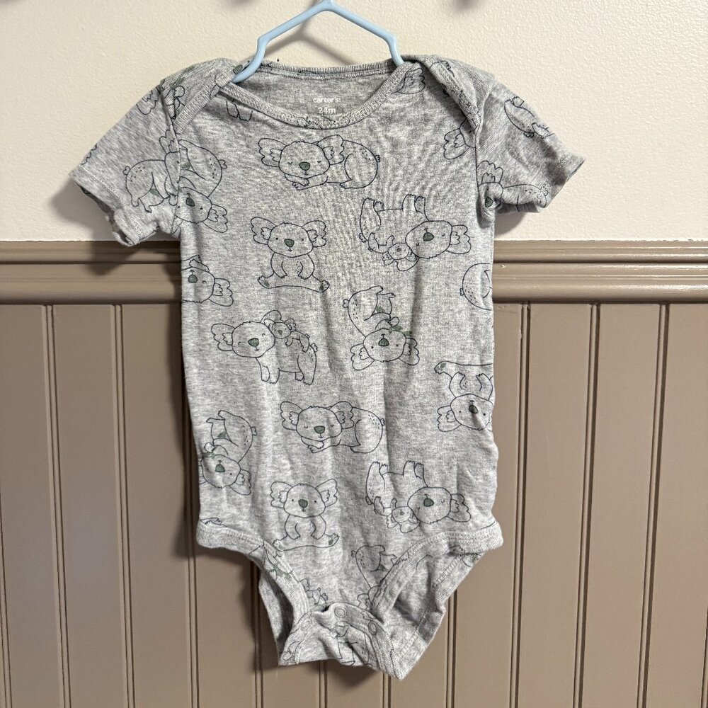 Carter's Short Sleeve Onesie | 24M | Grey with Koala Print